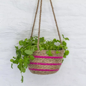 Grand Illusions Seagrass Hanging Basket Pink Stripe